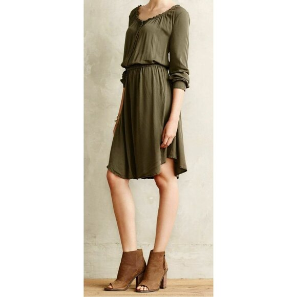 Anthropologie Holding Horses Ocala Dress Womens 10 Green Western Minimalist Boho - Picture 1 of 13